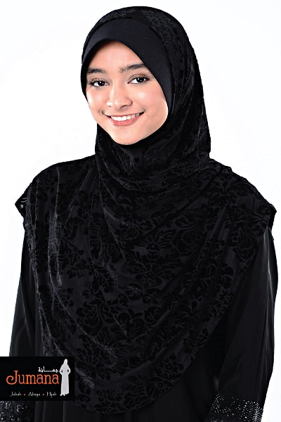 Tudung Syria Velvet Black Classic