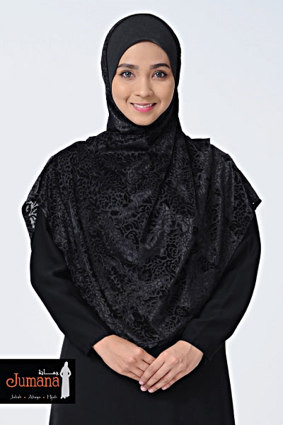 Tudung Syria Velvet Black N
