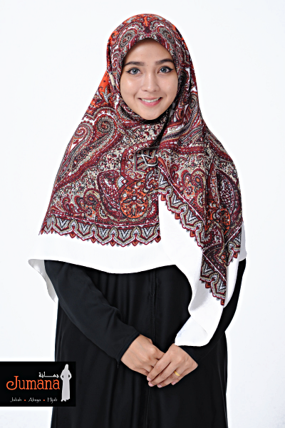 Square Hijab ZMB 03 - Cream Maroon