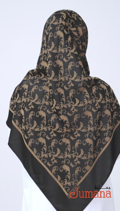Square Hijab - RP Classic Black Gold