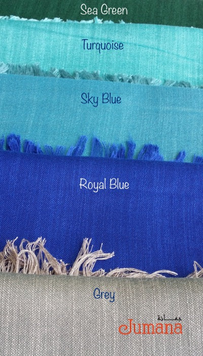 SHAWL Cotton Linen Turkish - shades of blue