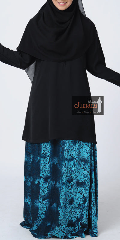 Velvet Skirt - Turqoise Rose