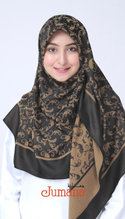 Square Hijab - RP Classic Black Gold